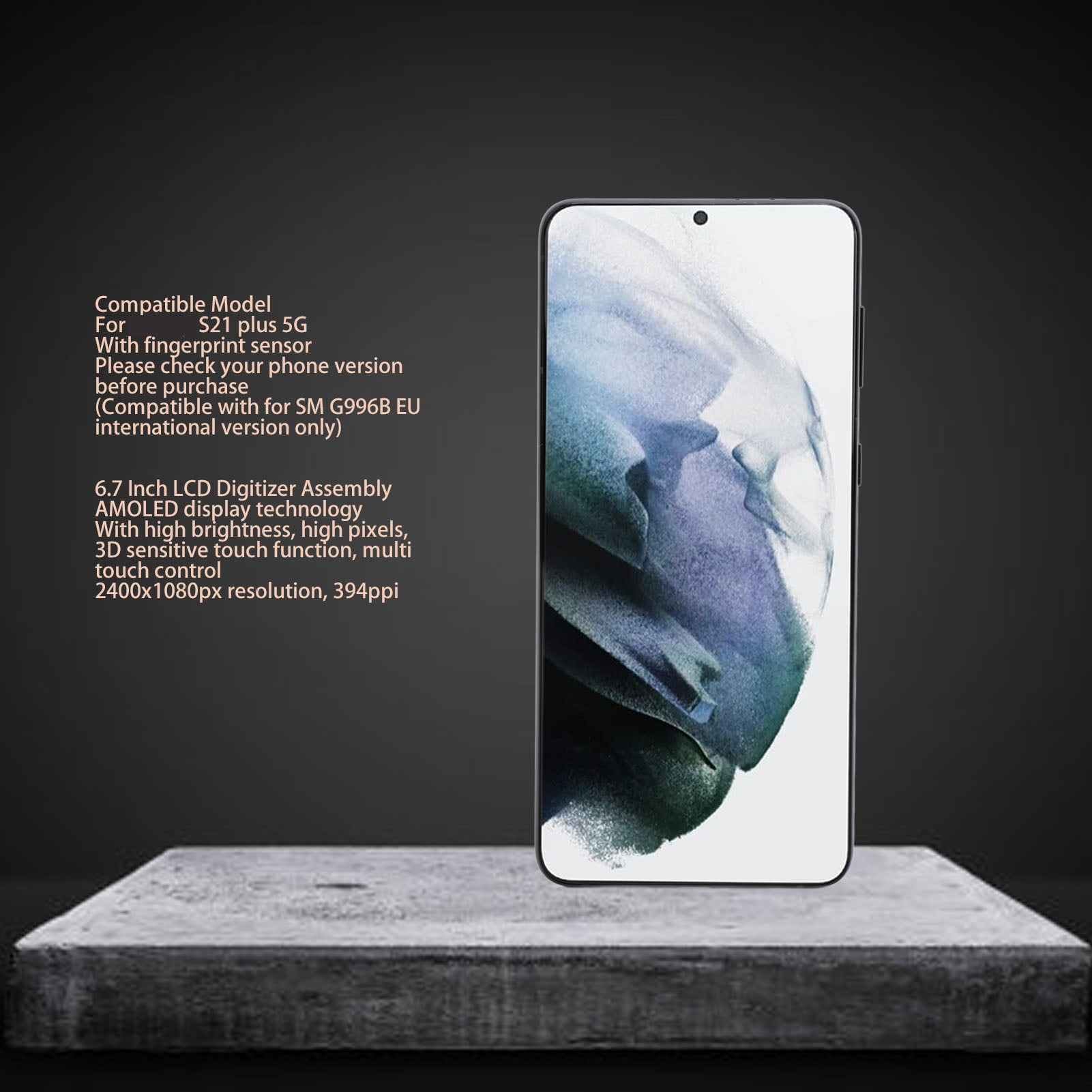 for Galaxy S21 Plus 5G SM G996B Screen OLED LCD Display Touch Assembly  with Frame Original Size Fingerprint Function, Phone Digitizer Fully