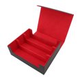 thumbnail image 3 of Estuche para guardar baraja de cartas, 3 filas, gran capacidad, cierre magnético, de piel sintética, para guardar baraja de cartas de juego, cartas de tarot, carcasa negra con forro rojo, 3 of 14