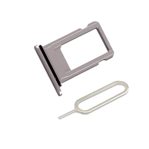 LIBAI-V Plateau de Cartes SIM Pièces de Rechange pour iPhone 8 Porte-Cartes SIM + Chiffon (Argent)