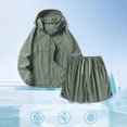 thumbnail image 2 of Hooded Sun Protection Jacket and Short Pants Suit for Men, Breathable Polyester Outdoor Fishing Exercise Set, Black S, 2 of 9
