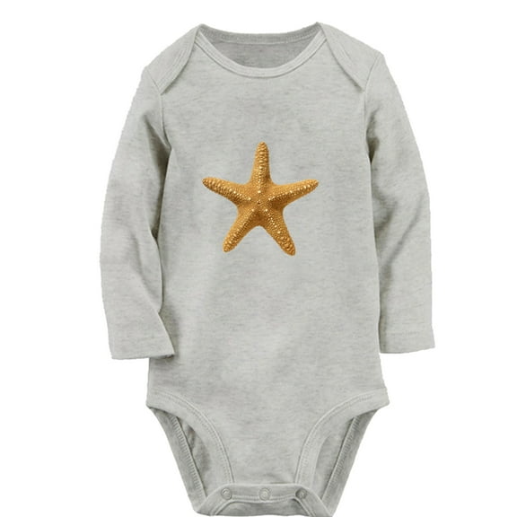 iDzn Little Baby Cute Rompers, Newborn Baby Unisex Bodysuits, Infant Animal Starfish Graphic Jumpsuits, Toddler Kids Long Sleeve Oufits (Gray, 6-12 Months)