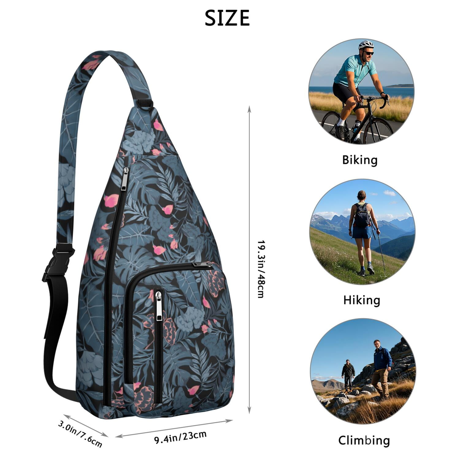 Botanical Jungle Leaves Vibrant Sling Bag for Women & Men, Lightweight with Hide the Keyhole