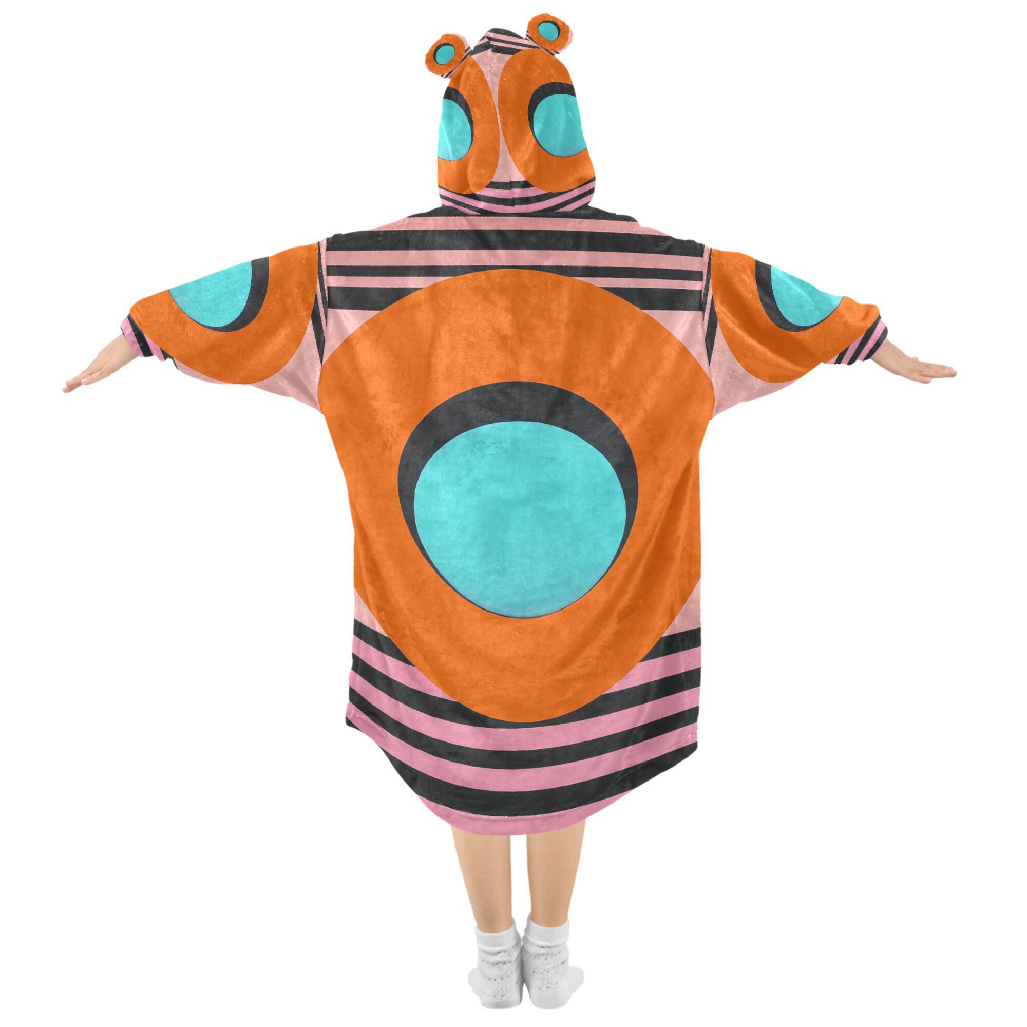 FORMRS Wearable Blanket Hoodie with Sleeves for Kids Cozy Flannel Sweatshirt, Orange Circle