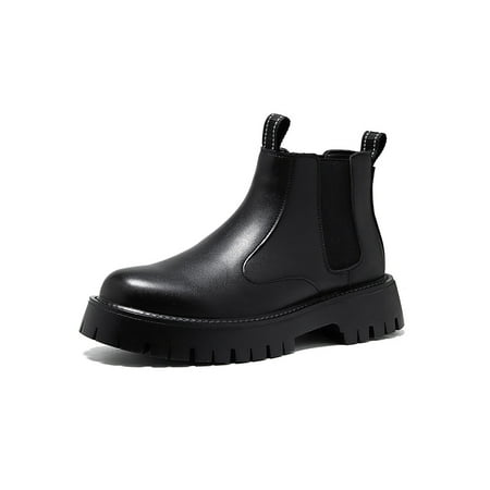 

Harsuny Mens Booties Elastic Chelsea Boot Pull On Ankle Boots Walking Anti Slip Comfort Work Shoes Waterproof Dress Bootie Black 8