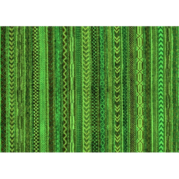 Ahgly Company Indoor Rectangle Abstract Green Modern Area Rugs, 2' x 3'