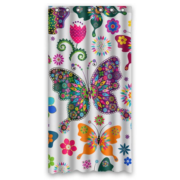 GCKG Beatiful Flying Butterflies Bathroom Shower Curtain, Shower Rings Included 100% Polyester Waterproof Shower Curtain 36x72 inches