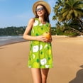 thumbnail image 3 of Gaeub Robe Sans Manches à Imprimé Pomme Verte pour Femmes, Robe Décontractée de Plage, Robe d'Été Maxi Ample avec Poches, 3 of 7
