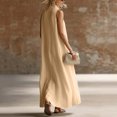 thumbnail image 6 of Uscallm Women's Collared Sleeveless Button Down Maxi Dresses Flowy Casual Long Boho Beach Vacation Sundresses, Khaki L, 6 of 7