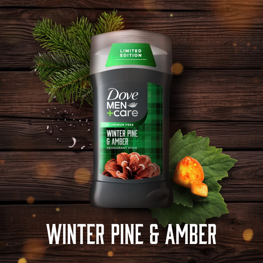 Dove Men+Care Limited Edition Deodorant Stick Winter Pine & Amber, 3.0 oz
