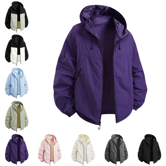 Zysthvn Athletic Mens Jackets Lightweight Casual Outdoor Hooded Fall Coats for Men Hiking Full Zip with Pockets Solid