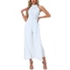 thumbnail image 2 of INSPIRAR CHIC Mono Elegante de Mujer con Cuello Halter Sin Mangas Mono Formal de Pierna Ancha S Blanco, 2 of 6
