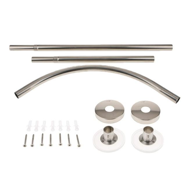 Barra de Cortina de Curva Ajustable 17-24 Pulgadas Bañera Barra de Barra de Cortina Anillos Ganchos Clips Finials Varilla METRO