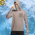 thumbnail image 2 of FAVIPT Men's Sunscreen Shirts with Hood Printing Long Sleeve Shirts Lightweight Rash Guard Soft Shirts Outdoor Hiking UPF 50+ Outwear with Mask Rose Gold,XL, 2 of 7