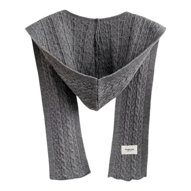 Bufanda con capucha, gorro suave, pasamontañas de invierno para caminar, acampar y patinar. gris