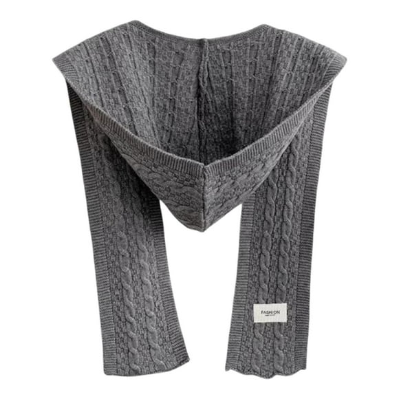 segolike Scarf with Hood Cape Scarf Shawl Winter Balaclava for Dating Outdoor Walking gray