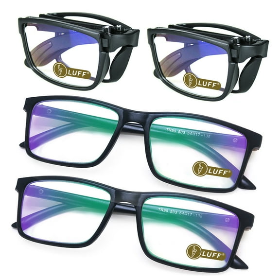 LUFF 4 Packs Resin Folding Blue Light Blocking Reading Glasses,for Women/Men1.0x