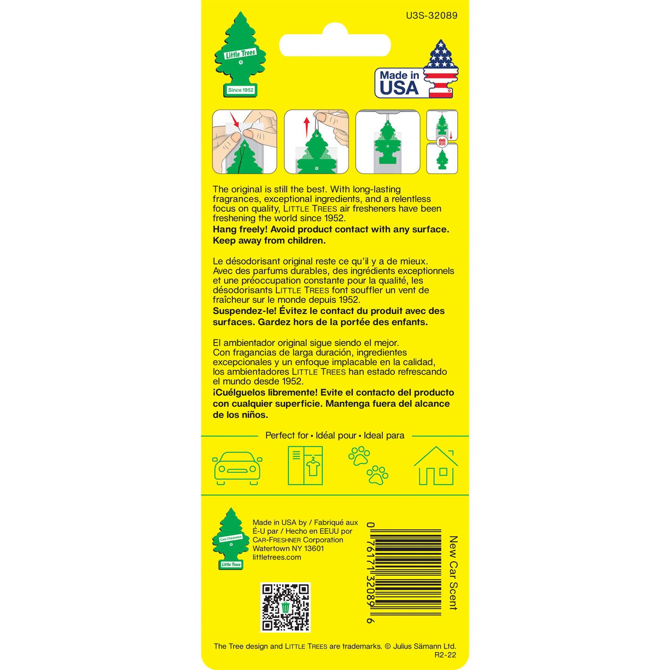 Little Trees Auto Air Freshener, Hanging Card, New Car Scent Fragrance 3-Pack - image 3 of 9