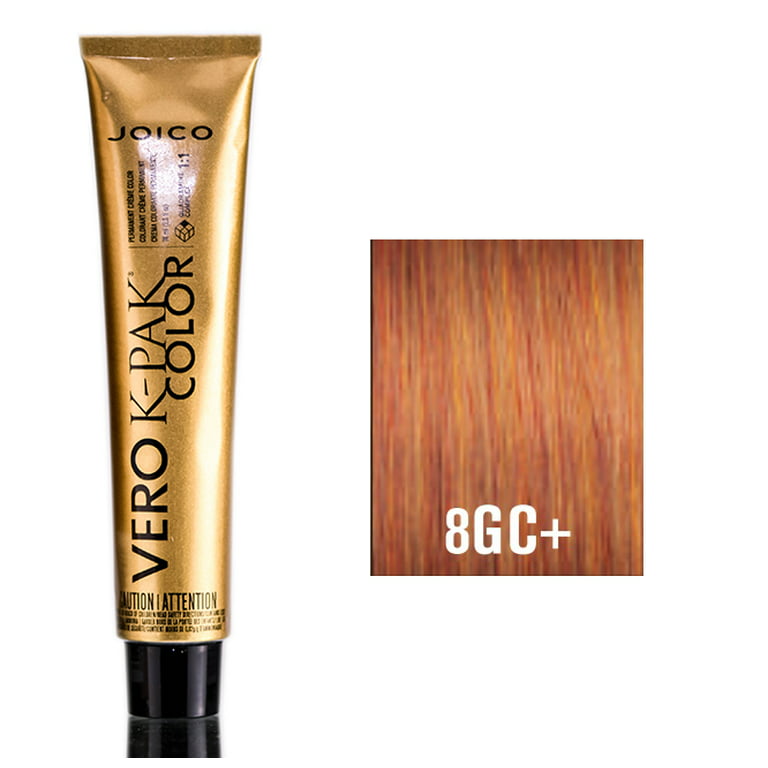 Joico Vero K-Pak Hair Color - 8GC Plus Age Defy - Pack of 3 with Sleek Comb