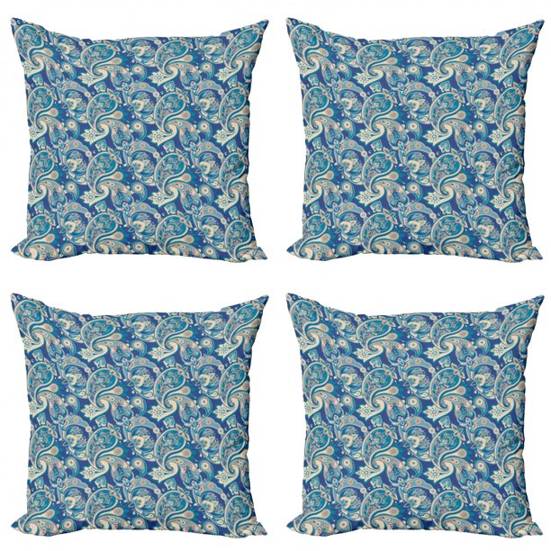 Paisley Throw Pillow Cushion Case Pack of 4, Inspired Floral Persian