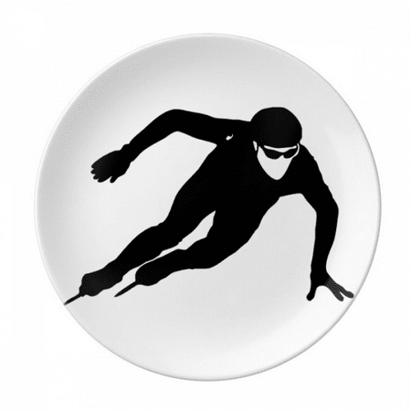 

Skating Black Winter Sport Outline Plate Decorative Porcelain Salver Tableware Dinner Dish