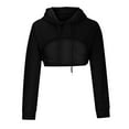 thumbnail image 3 of Usmixi Womens Sweatshirt Womens Cropped Hoodies Going out Club Fashion Drawstring Short Pullover Hooded Sweatshirt Winter Casual Solid Hooded Long Sleeve Blouses Weekly, 3 of 5