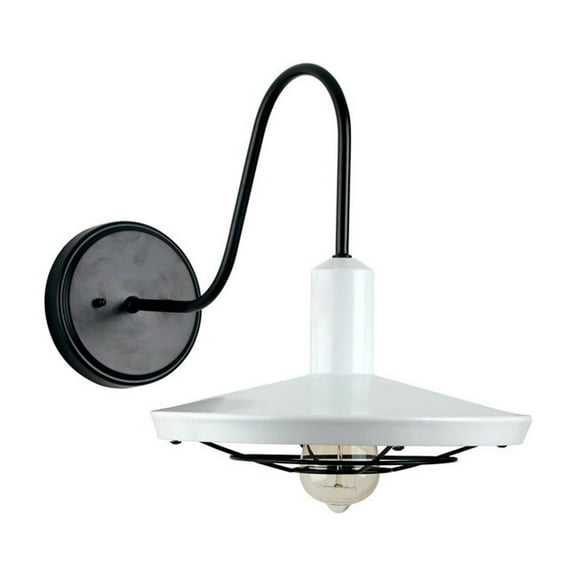Yosemite Home Decor 1 Light Exterior Wall Light - Black & Glossy White Finish - Outdoor Lighting Fixture