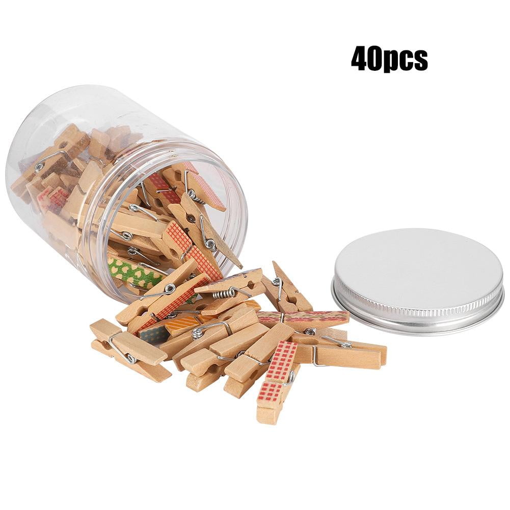 LYUMO 40Pcs Printed Wood Craft ClipMulti-Color DIY Hand-Made Photo Craft Accessories, DIY Hand-Made Photo Accessories, Printed Wood Craft Clip