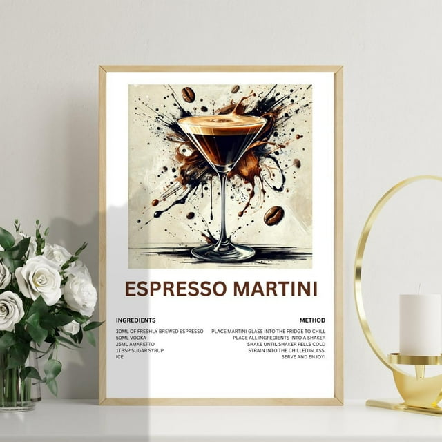 Ishii Melatic Affiche de Recette de Martini Espresso : Art Mural de Cocktail