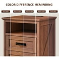 thumbnail image 3 of Nightstand with Charging Station, 18'' Farmhouse Bedroom Side Table, Modern End Table, Brown, 3 of 8