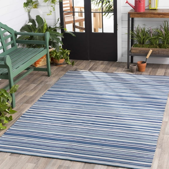 Hauteloom Habsburg Living Room, Bedroom Patio Outdoor Area Rug - Outdoor - Teal, Gray, Ivory - 2' x 3'