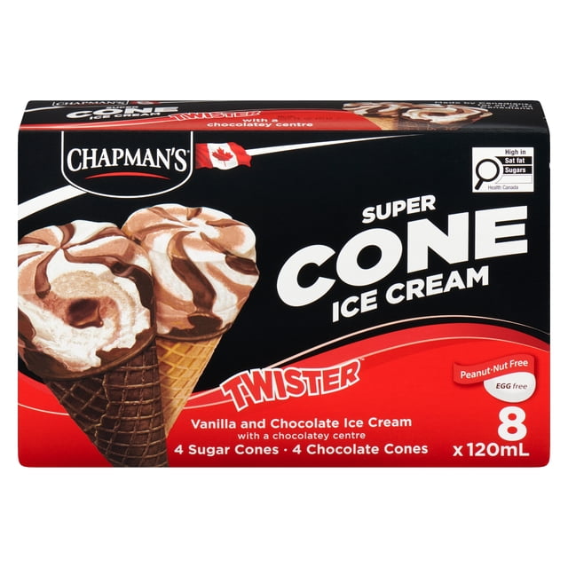 Chapman's Super Cone Twister - Vanilla and Chocolate Ice Cream with a Chocolatey Centre, in a box, CHAP CHOC TWISTER