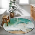 thumbnail image 4 of Area Rug 48in, Summer Ocean Beach Seaside Floor Carpet Living Room Rug, Sea Wave Ombre Seashore Non-Slip Welcome Mat Indoor Rugs for Bedroom Dining Room, 4 of 9