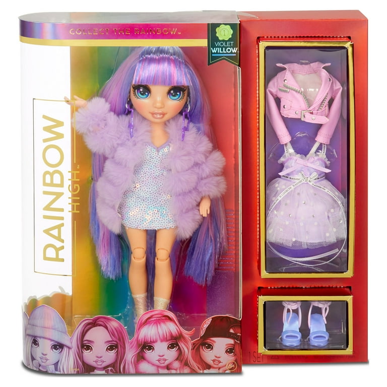 Rainbow Surprise High Violet Willow – Purple Fashion Doll with 2