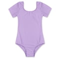 thumbnail image 3 of Sxiwei Kids Girls Team Basic Leotard for Ballet Dance Gymnastics Shorts Sleeves Cotton Leotard Purple 10, 3 of 7
