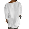 thumbnail image 6 of Tianiyouqing Womens Shirts 3/4 Sleeve Cotton Linen Gauze Tops Casual Button V Neck Blouses Loose Fit White S, 6 of 6