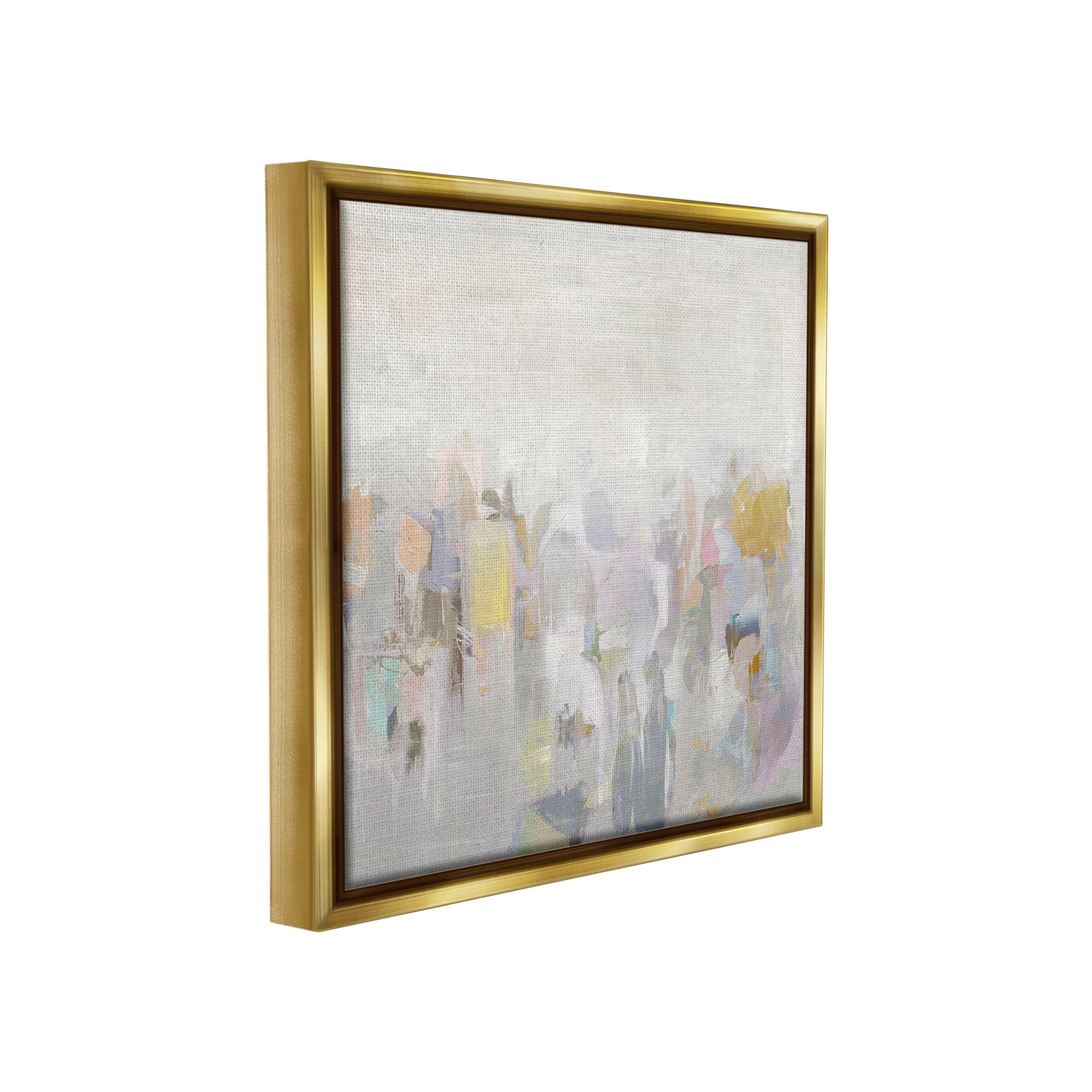 Stupell Industries Soft Grey Horizon Abstract Painting Gold Floater Framed Canvas Art Print Wall Art, 25 x 25