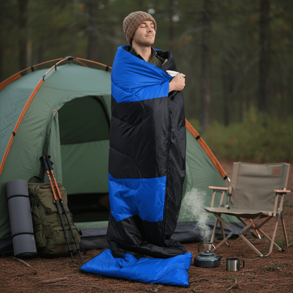 42-68 °F Envelope Lightweight Sleeping Bag, Blue Waterproof Compact Envelope Sleeping Bag