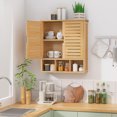 thumbnail image 3 of BAMBOOHOMIE Bathroom Wall Cabinet, Bamboo Over The Toilet Storage Cabinet with Double Door and Adjustable Shelf, Natural, 3 of 7