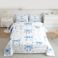 thumbnail image 2 of jejeloiu Blue Heart Print Queen Comforter Set,Kawaii Bowknot Bow Bedding Comforter Set For Girls Teens Reversible 3 Pieces, 2 of 8