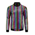 thumbnail image 5 of INSPIRE CHIC Holographic Varsity Jackets for Men's Full Zip Up Party Shiny Metallic Bomber Jackets S Multicolor, 5 of 6