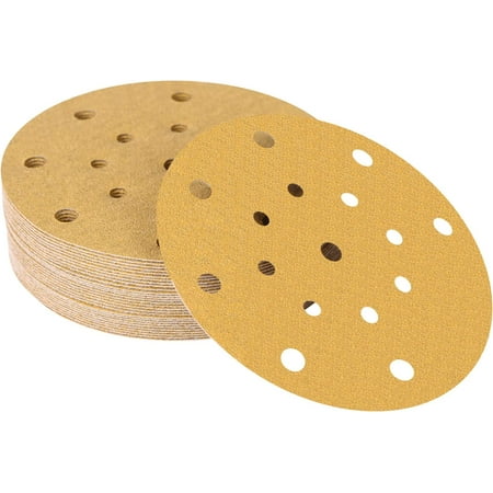 

150mm Sanding Discs 80 Grit 30 Pcs 150mm Hook and Loop Sandpaper 17 Holes Sander Pads for Random Orbital Sander(30pcs yellow)