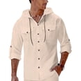 thumbnail image 6 of Mens Shirt, Men Shirts Long Sleeve Button Down Shirt Summer Casual Beach Tops Fashion Hoodies Khaki XXL, 6 of 9