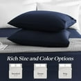 thumbnail image 3 of ALANDA Pillow Cases, 2 Pack King Size Cooling Pillow Cases with 100% Bamboo & Linen Fiber, Breathable, Ultra Soft, Anti-Static, Machine Washable Envelope Hotel Pillowcases - Dark Blue, 3 of 7