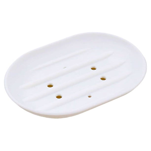 Wosthever Jabonera de baño de silicona, soporte para , bandeja de esponja, drenaje de agua, antideslizante, ducha, senderismo, cocina, baño Almacenamiento y organización del hogar Blanco