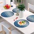 thumbnail image 6 of Ryvnso Blue Artistic Pattern Round Plate Mats Dining Table Placemat Set of 4 for Holiday Decoration, 6 of 7