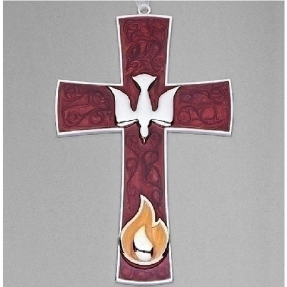 Roman 19895 Confirmation Wall Cross with Dove and Flame Icons, 7-inch Height