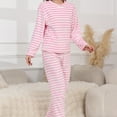 thumbnail image 4 of Fgvctg Pajama Sets for Women 2 Piece Comfy Flannel Lounge Set Knit Ribbed Loungewear Pajama Pullover Long Sleeve Pjs Loose Winter Outfits Hot Pink M, 4 of 5