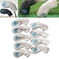 thumbnail image 3 of 9pcs Golf Hybrid Head Covers Set Headcovers Utility Club Protege la etiqueta de número intercambiable - White blanco Sunnimix Cubierta de cabeza de hierro de golf, 3 of 8