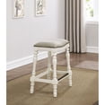 thumbnail image 3 of Comfort Pointe Hampton Beige Fabric Saddle Seat White Wood Frame Counter Stool, 3 of 7