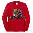 thumbnail image 2 of Wild Bobby Colorful Rainbow Siberian Tiger Animal Lover Men Long Sleeve Shirt, Red, 3X-Large, 2 of 5